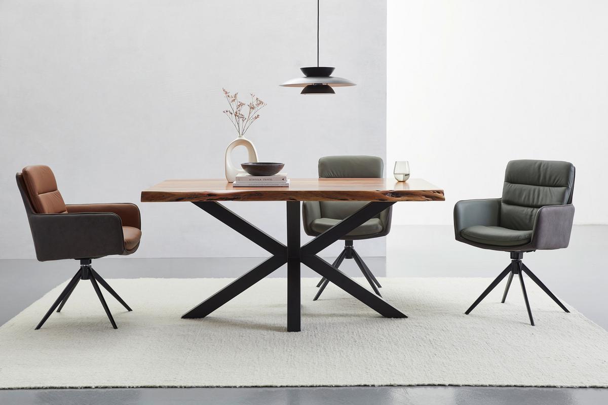 KRZESŁO Z PODŁOKIETNIKAMI MITO - antracytowy/czarny, Design, skóra/metal (58/89/67cm) - Xora