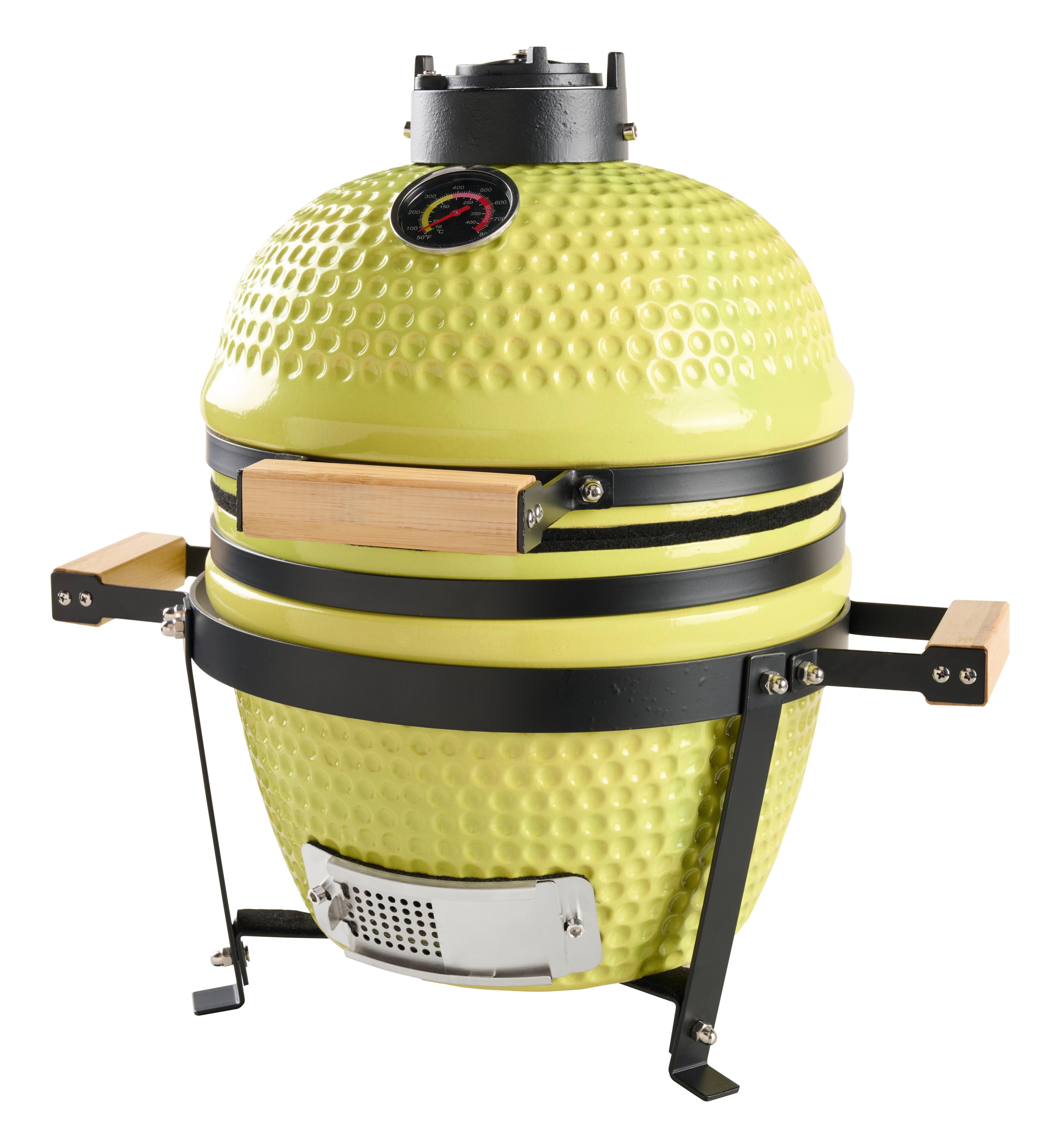 Holzkohlegrill Smokey Grün - Grün, KONVENTIONELL, Holz/Keramik (49/49/45cm) - Mömax