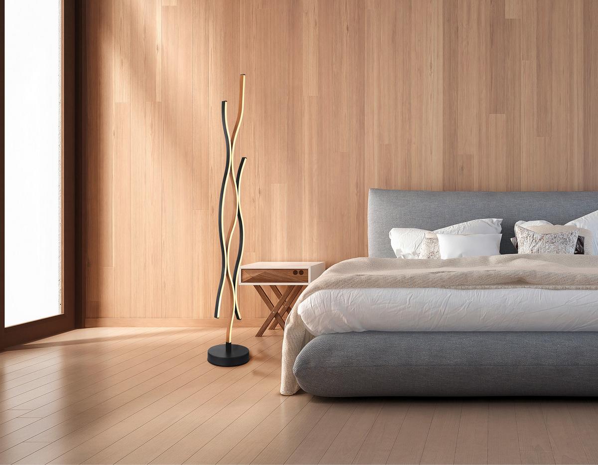 LED-STEHLEUCHTE 67206SW GERONIMO - Dunkelbraun/Opal, Natur, Kunststoff/Metall (20/135cm) - Globo