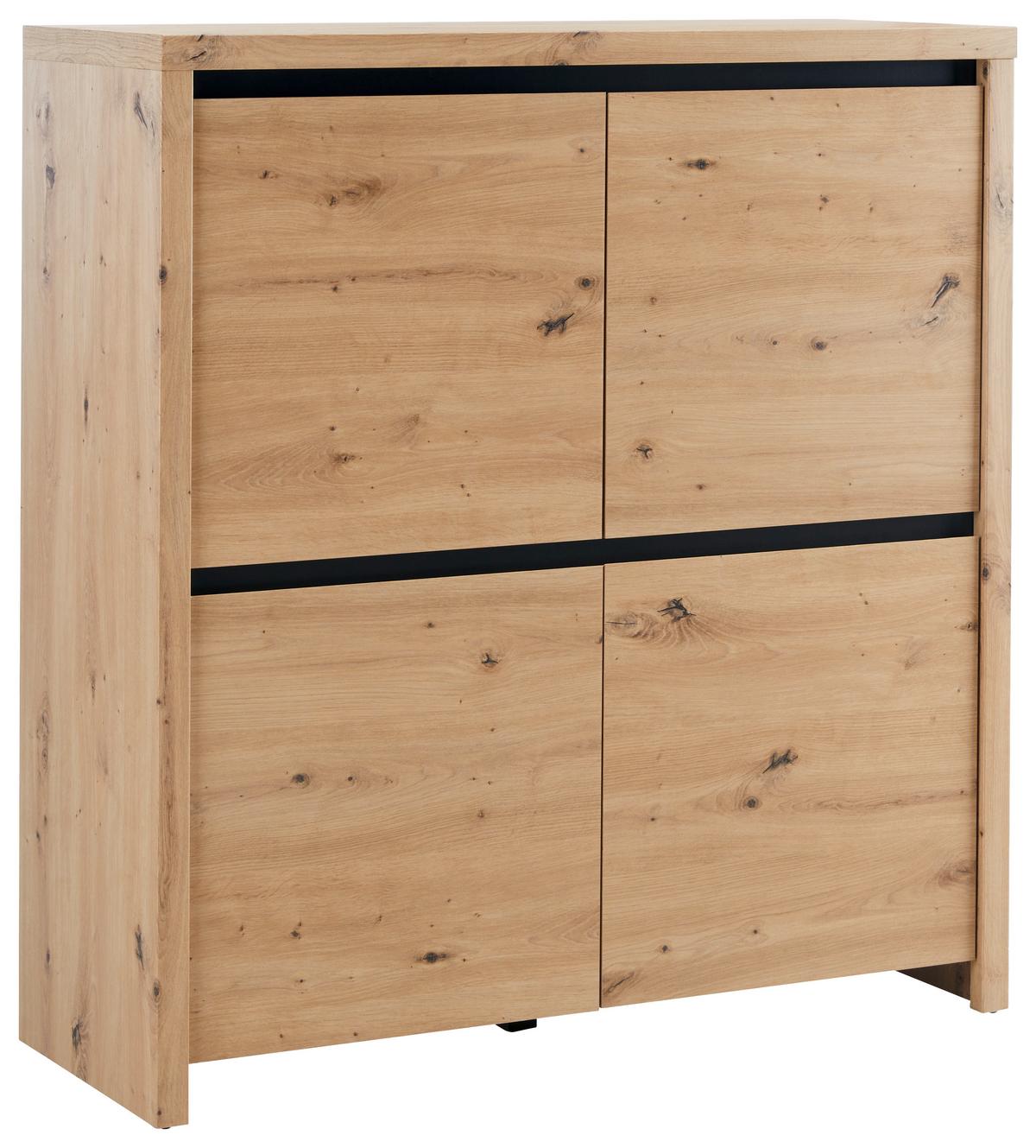Kommode in Eichefarben - Schwarz/Eiche Artisan, MODERN, Holzwerkstoff (105/112/40cm) - Mömax
