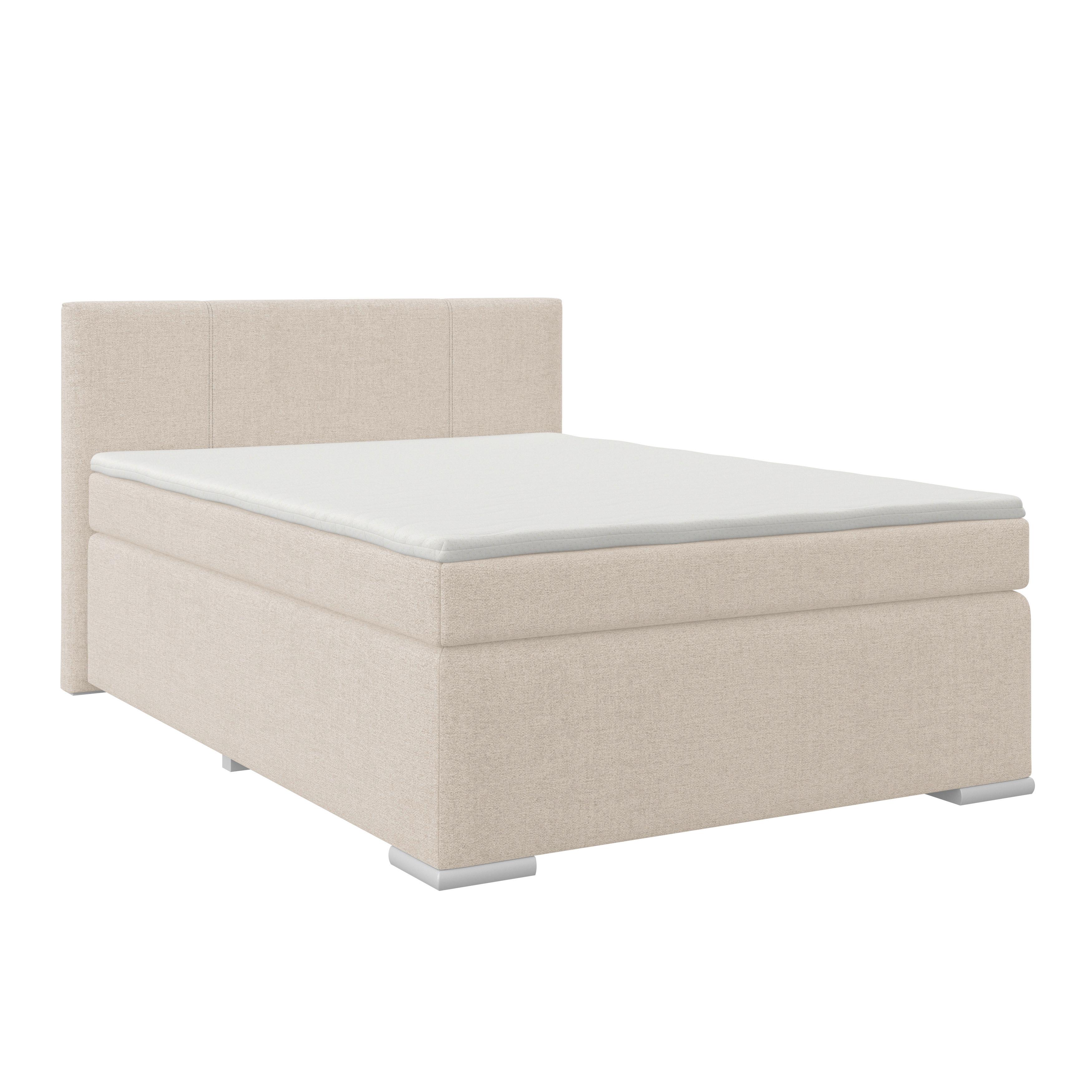 Boxspring Krevet Mira 1 - krem/boje aluminija, Basics, tekstil/plastika (120/200cm)
