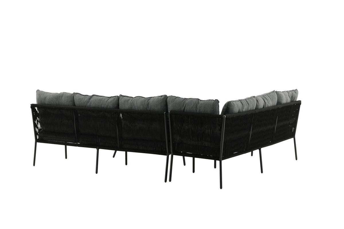 Dining-Loungeset Berlin ca. 173x196 cm Schwarz - Schwarz, KONVENTIONELL, Metall (173/196cm) - Gardenson