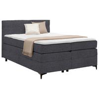 Boxspringbett Bari in Anthrazit ca. 140x200cm - Anthrazit/Schwarz, KONVENTIONELL, Textil/Metall (140/200cm) - Based