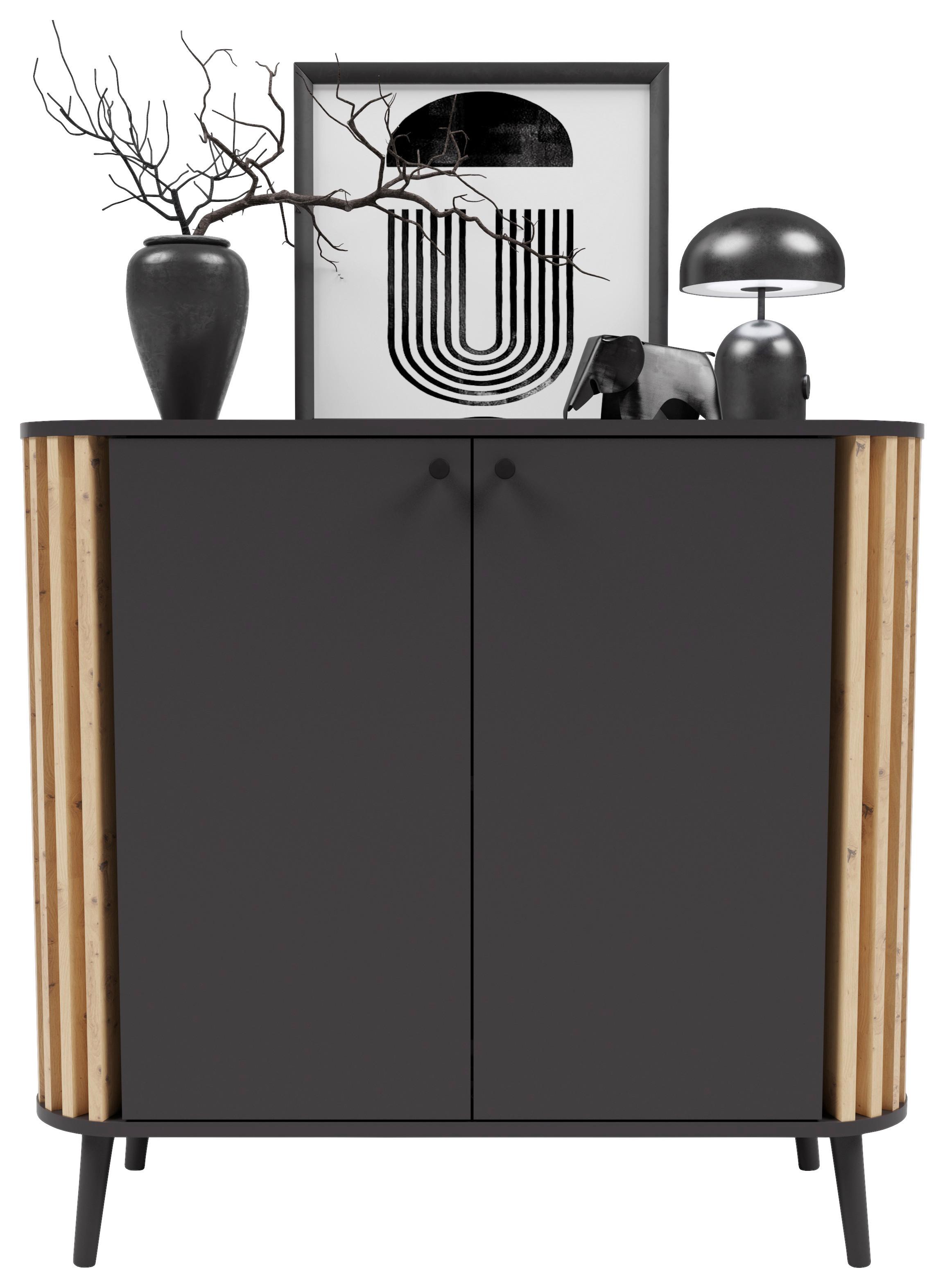 Komoda Pure, Siva - siva, Design, umetna masa/leseni material (92/88/40cm) - Premium Living