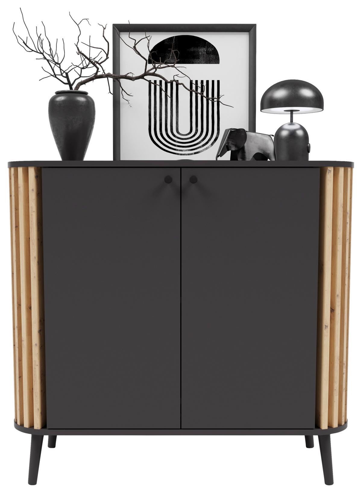 Komoda Pure, Siva - siva, Design, umetna masa/leseni material (92/88/40cm) - Premium Living