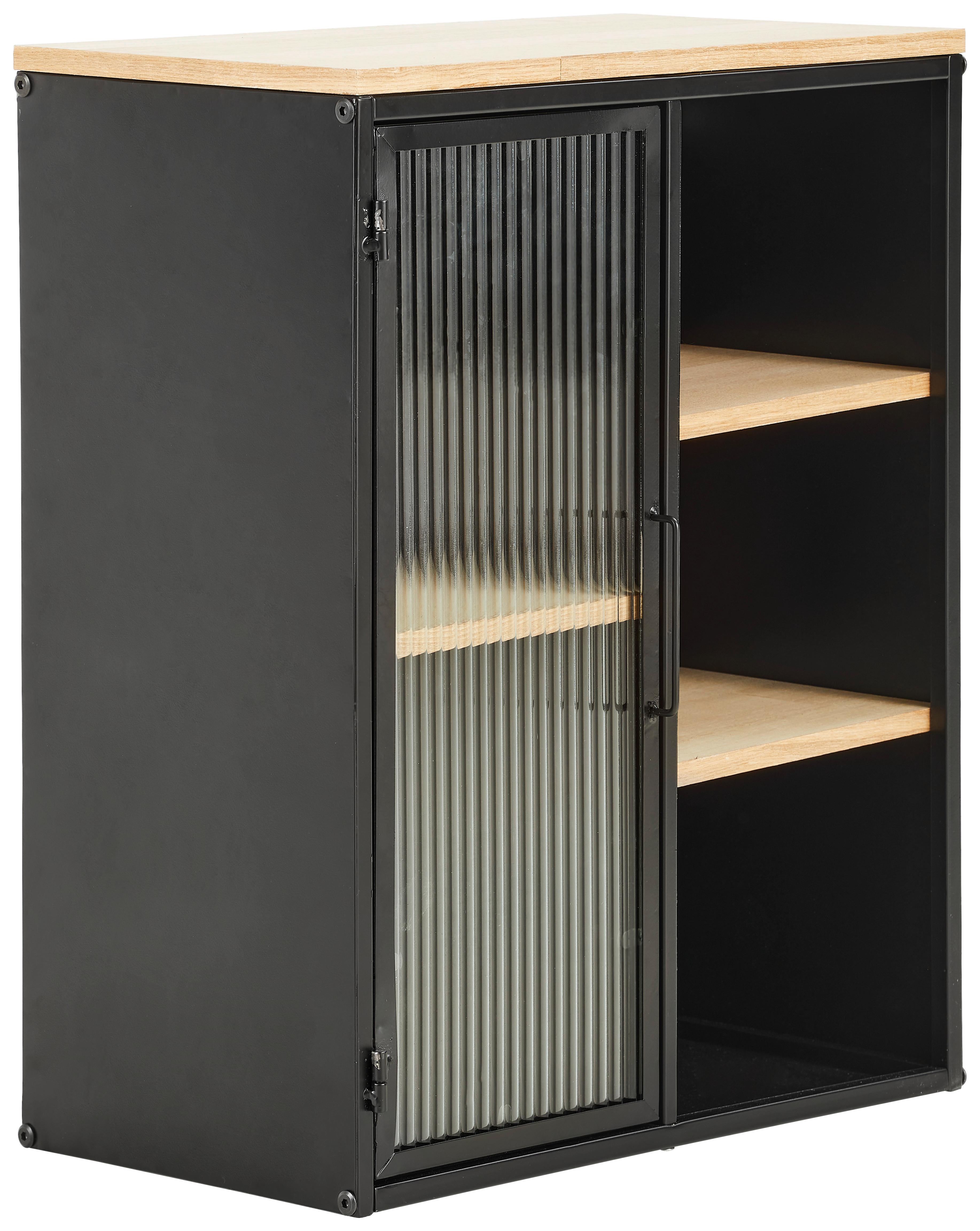 WITRYNA WISZĄCA MAJA - kolor naturalny/czarny, Trend, materiał drewnopochodny/metal (45/55,5/24cm) - Landscape