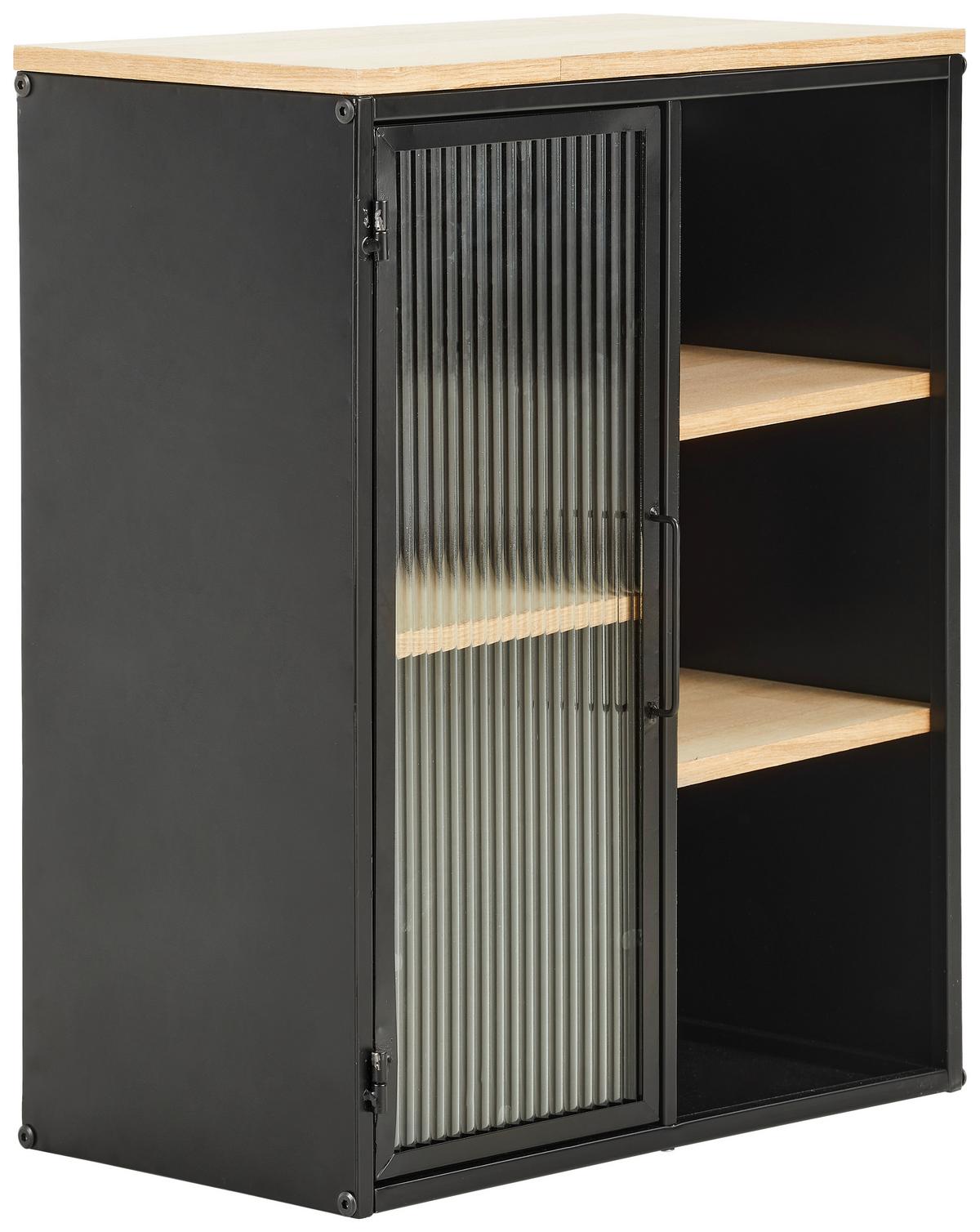 WITRYNA WISZĄCA MAJA - kolor naturalny/czarny, Trend, materiał drewnopochodny/metal (45/55,5/24cm) - Landscape