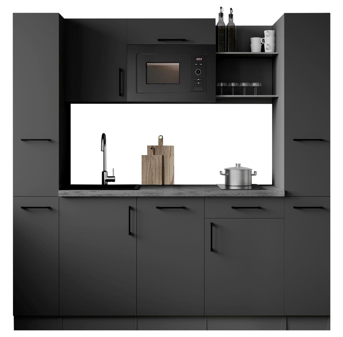 Küchenblock Oliver m. Geräten Grau - Grau, Trend, Holzwerkstoff/Metall (205cm) - Respekta