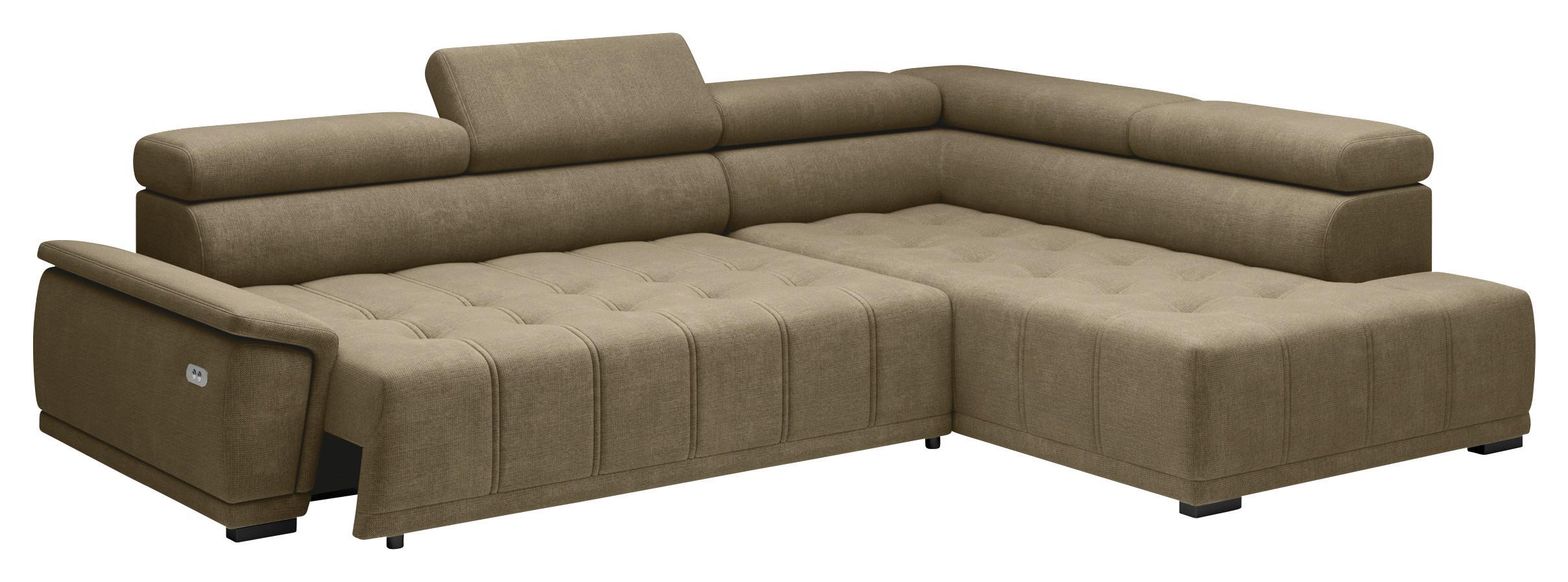 Ecksofa Gremio Rechts Taupe - Taupe/Schwarz, Modern, Kunststoff/Textil (283/106cm) - Premium Living