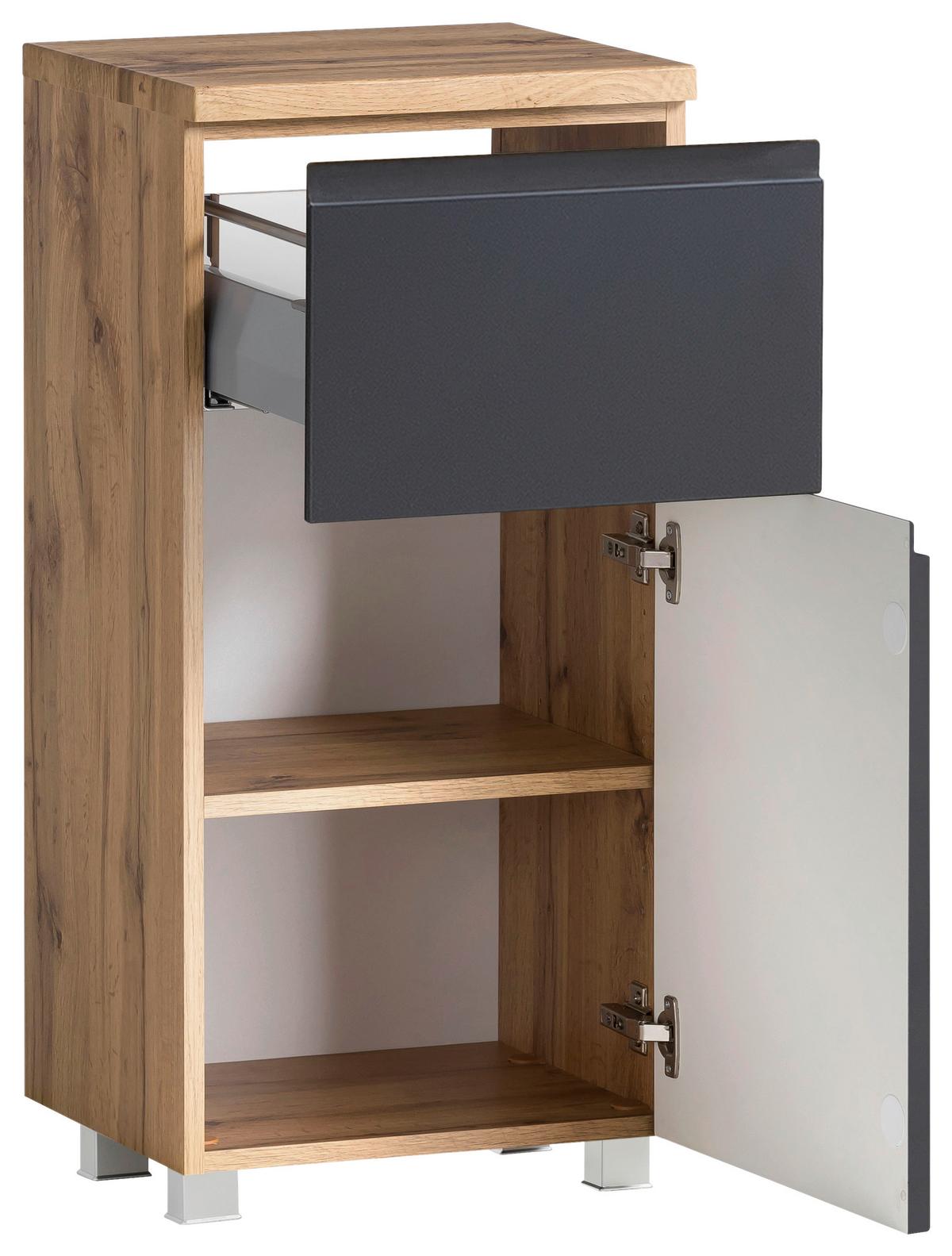 Unterschrank Varese ca. 40x79 cm Grau/Eiche - Eiche Wotan/Grau, MODERN, Holzwerkstoff (40/79/35cm) - Held