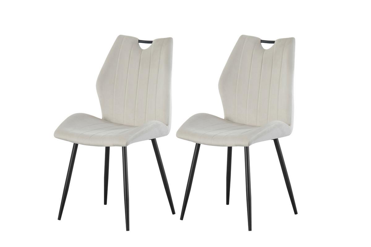 STUHL-SET CHRISTIN - Creme/Schwarz, Modern, Textil/Metall (52/75/58cm) - MID.YOU