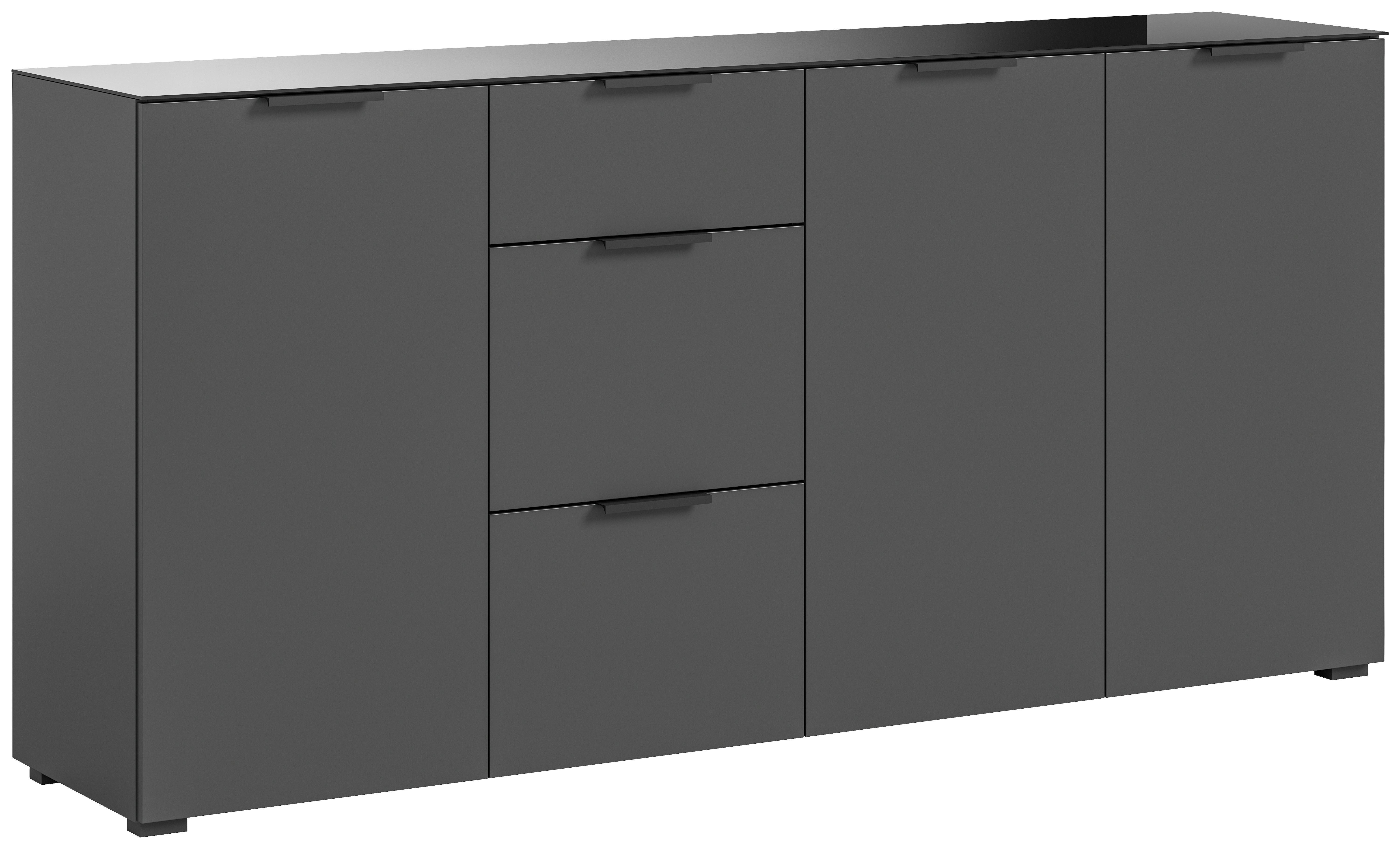 Sideboard Ray ca. 179x86 cm Anthrazit - Anthrazit, Design, Glas/Holzwerkstoff (179/86/40cm) - Livetastic