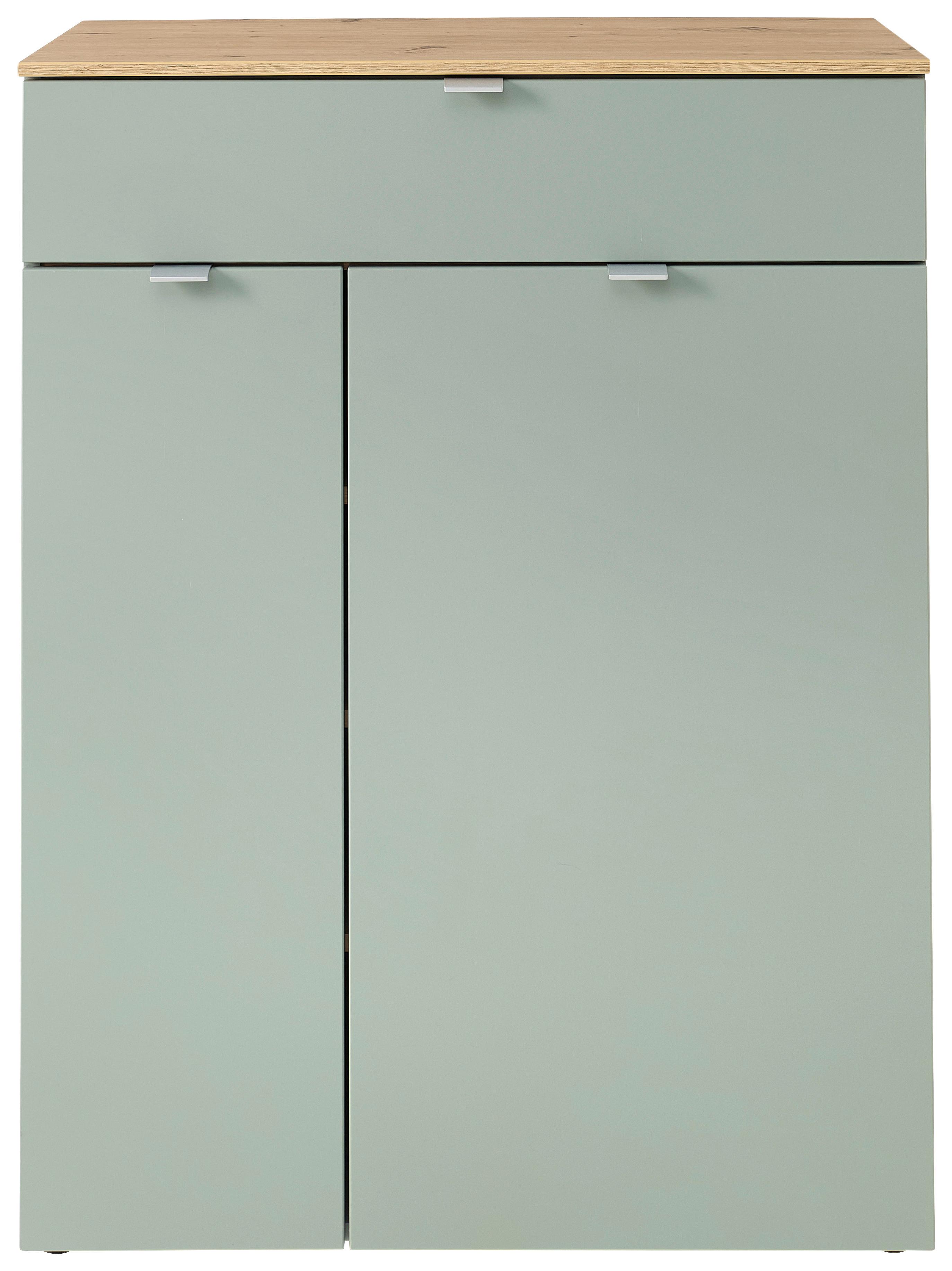 Schuhschrank Bari in Grün/Eiche Artisan - Silberfarben/Schwarz, Modern, Holzwerkstoff/Kunststoff (78/103/38cm) - Premium Living