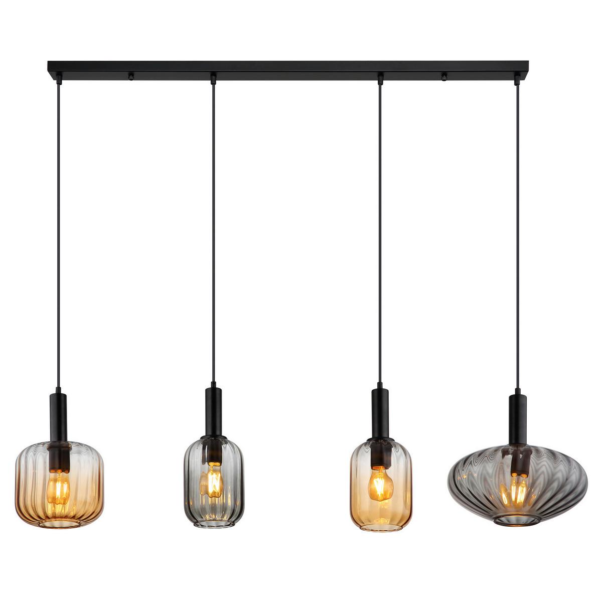 HÄNGELEUCHTE 15719-4 VALLETTA - Trend, Glas/Kunststoff (127/30/150cm) - Globo