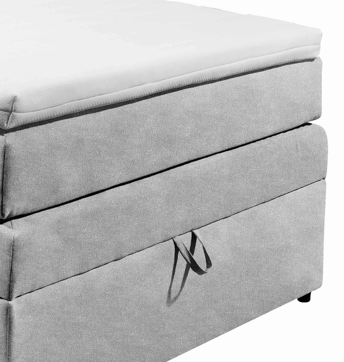 Boxspringbett Tacoma 3 inkl. Topper ca. 120x200 cm Silberf. - Silberfarben, KONVENTIONELL, Kunststoff (120/200cm) - MID.YOU