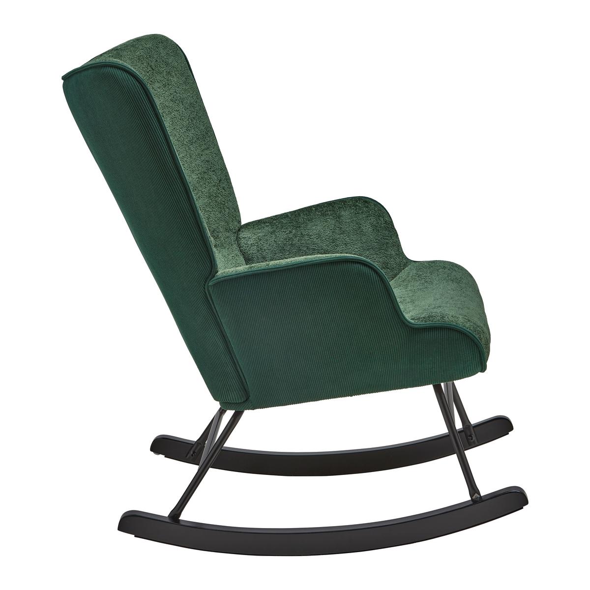 Schaukelstuhl Rock Grün/Schwarz - Schwarz/Grün, MODERN, Holz/Textil (66/90/77cm) - Mömax