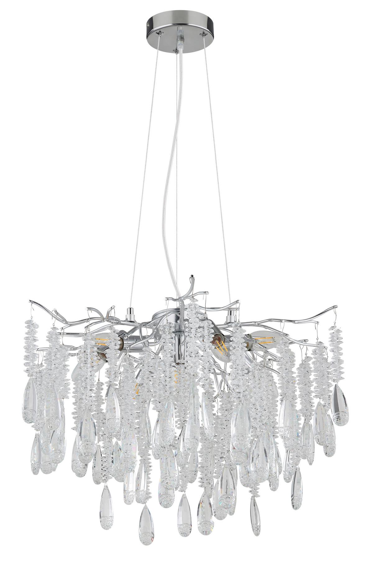 Viseća Svjetiljka Kinga - srebrne boje/prozirno, Konvencionalno, staklo/metal (60/120cm) - Globo