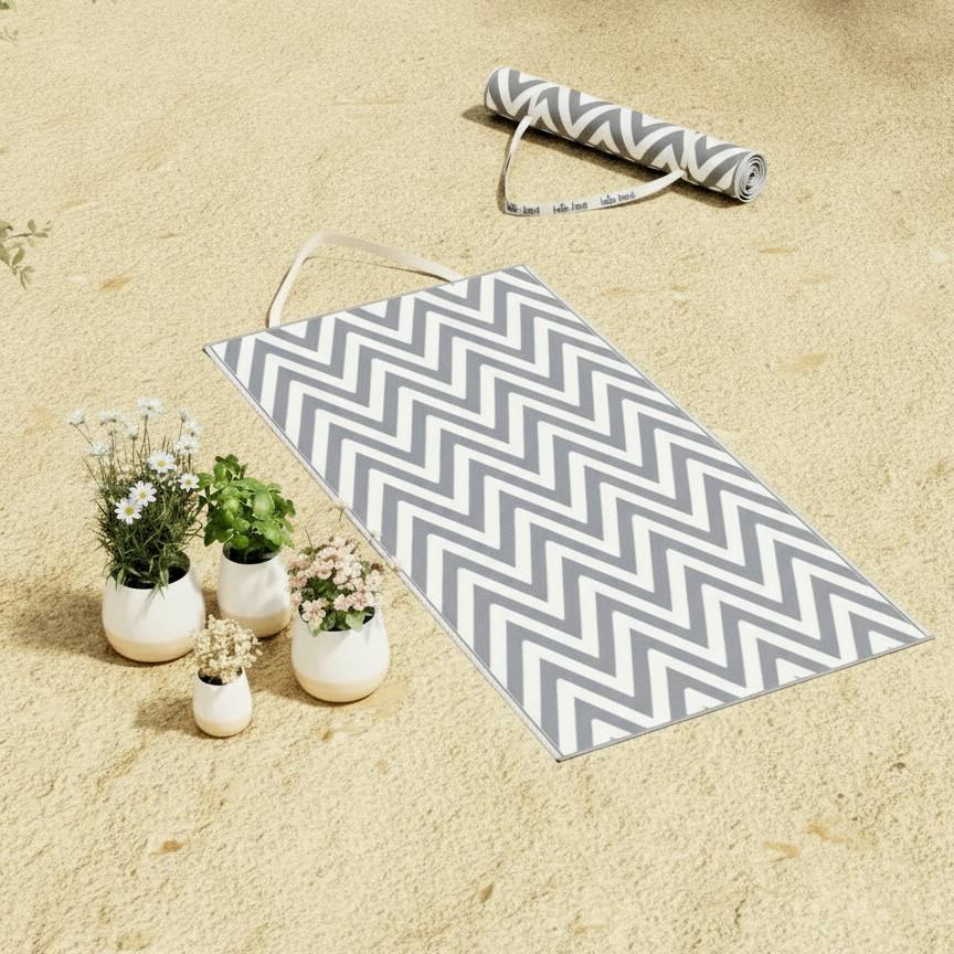 STRANDMATTA RIYA - ljusgrå, Modern, textil/plast (70/170cm) - Bessagi Garden