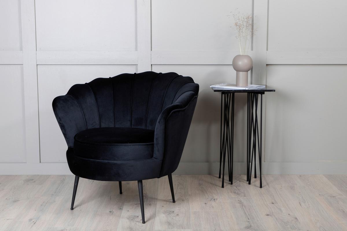 Sessel Calais ca. 83x76 cm Schwarz Samt - Schwarz, Design, Textil/Metall (83/76/77cm) - Livetastic
