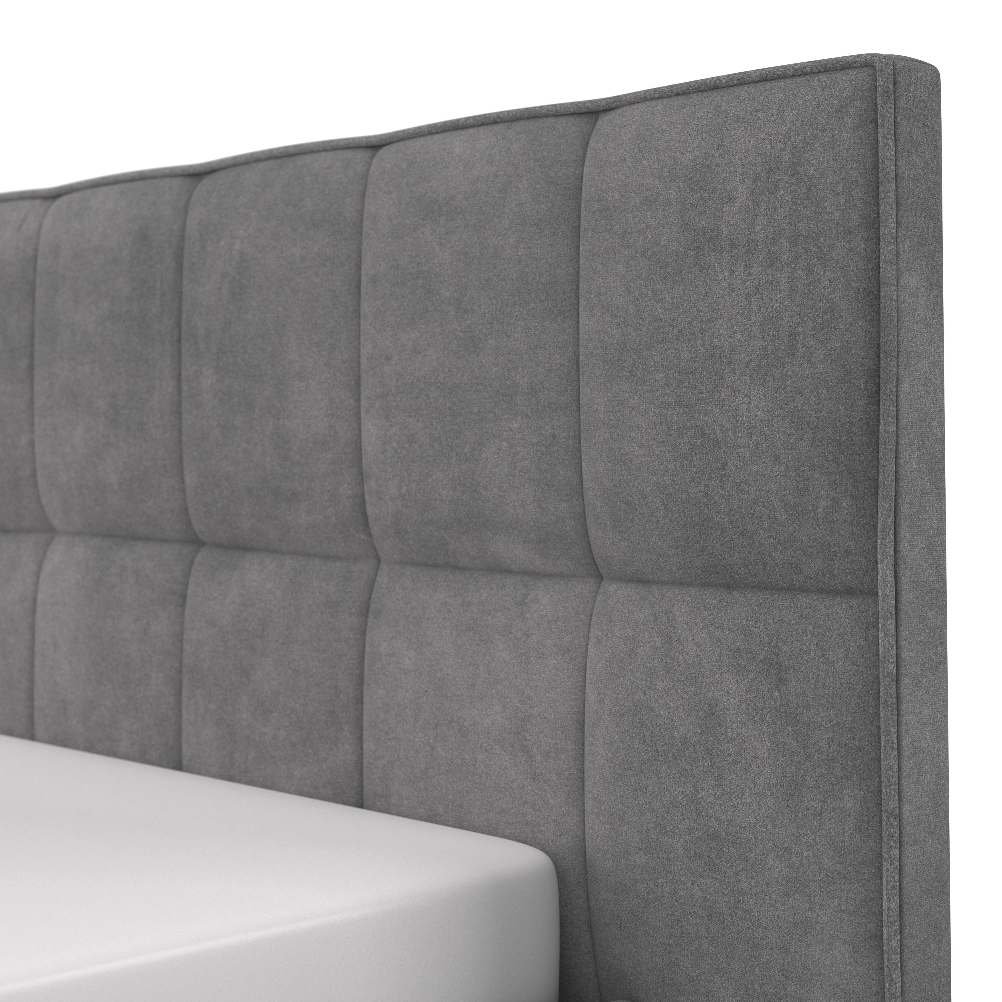 STOPPAD SÄNG VALERIA - grå/svart, Modern, trämaterial/trä (180/200cm) - Bessagi Home