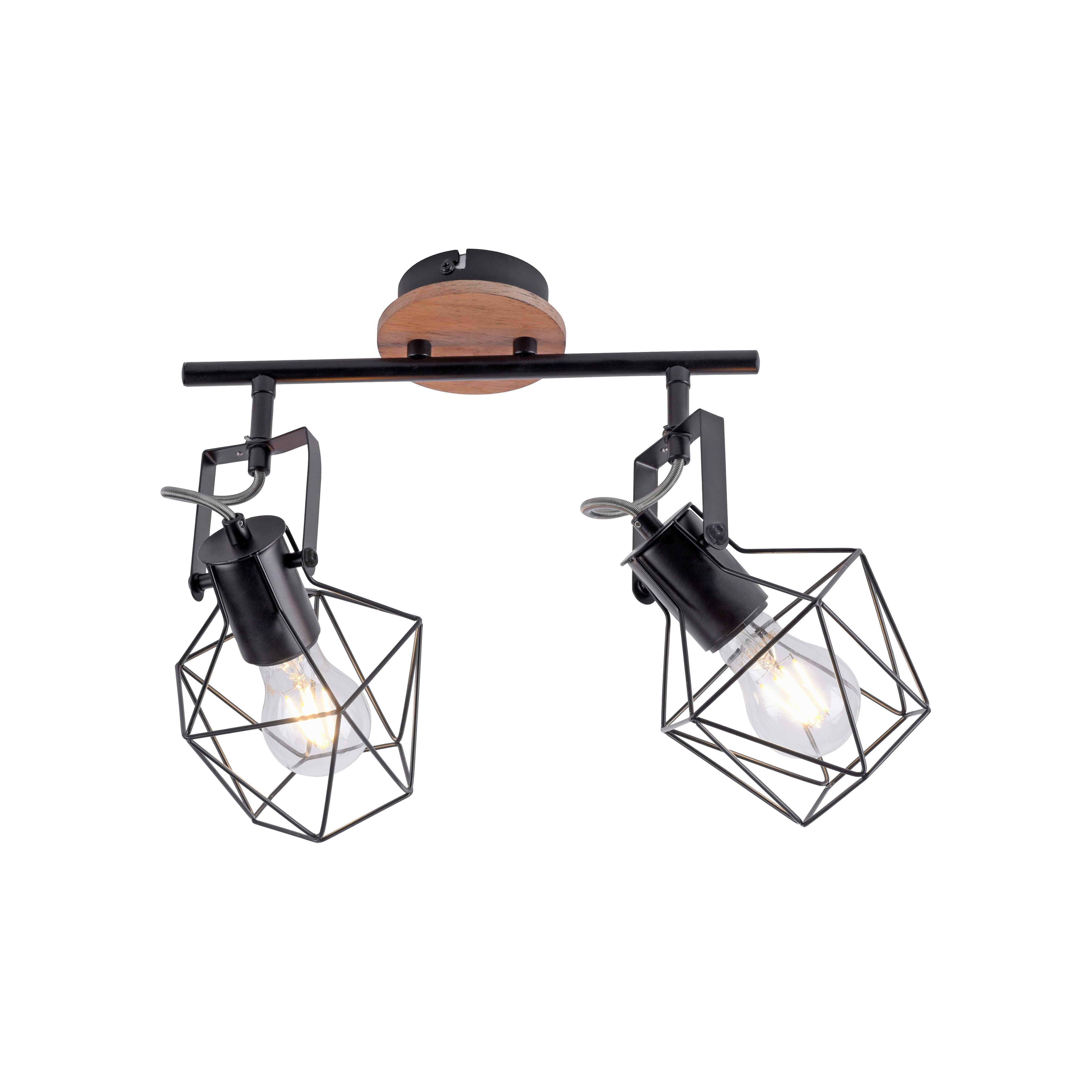 Deckenleuchte Jaro max. 60 Watt - Schwarz, Natur, Holz/Metall (61/28/31cm)