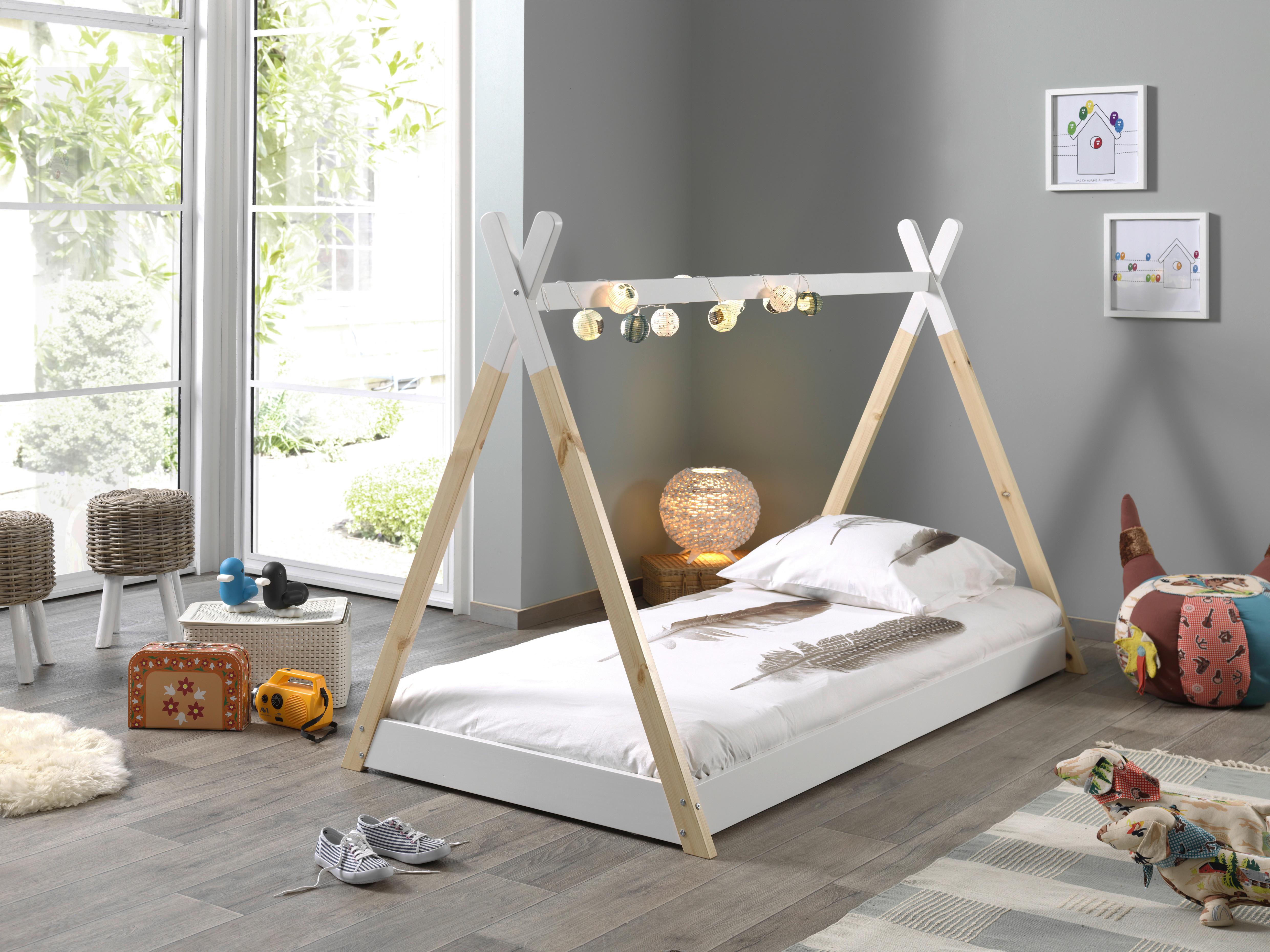 HAUSBETT Tipi 90x200 cm Weiß - Weiß/Kieferfarben, MODERN, Holz/Holzwerkstoff (90/200cm) - MID.YOU