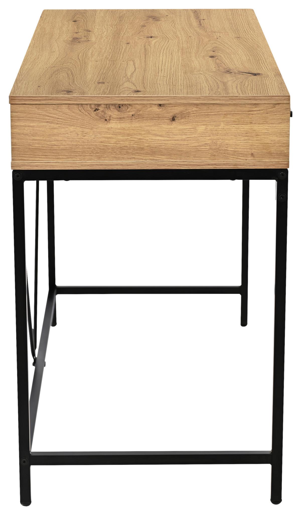 Masă de scris ERICH 2 - stejar Artisan/negru, Modern, metal/material pe bază de lemn (110/75/46cm) - Modern Living