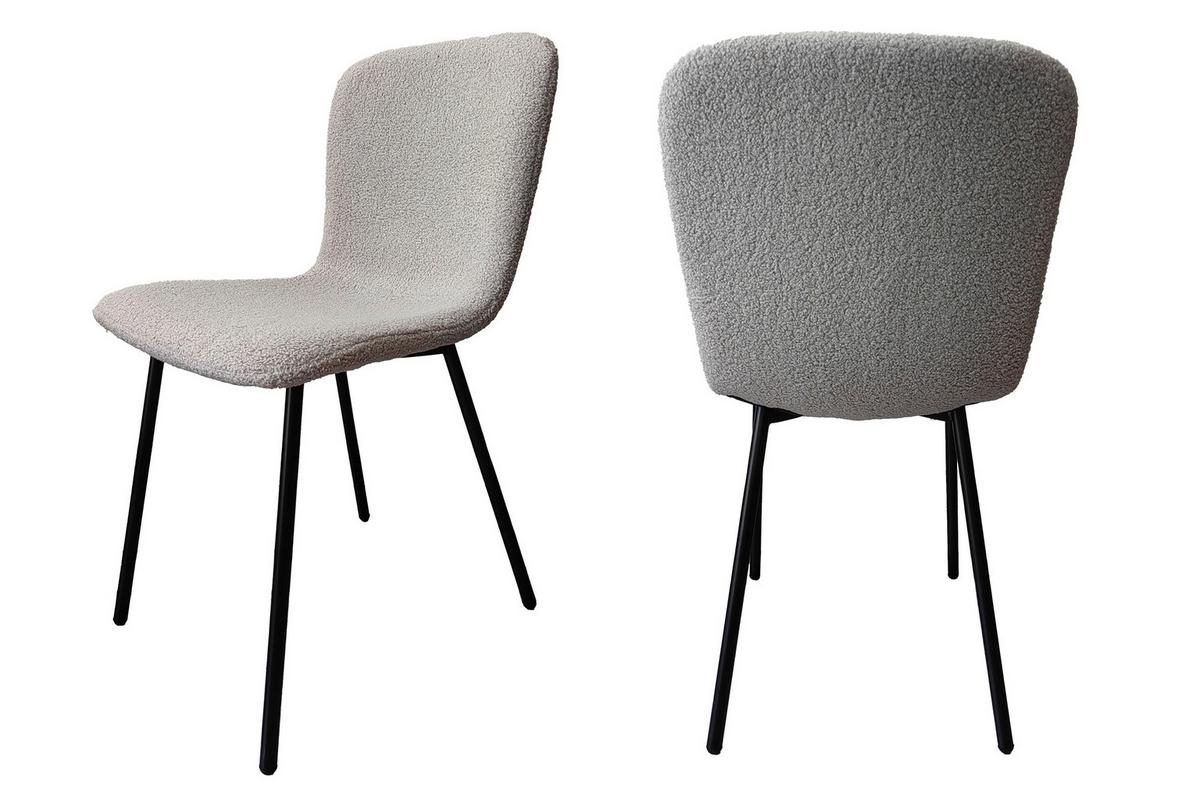 Set Stolov Bouclé, Svetlo Siva, 4-Delni - črna/svetlo siva, Moderno, kovina/tekstil (44/79/52cm) - Livetastic