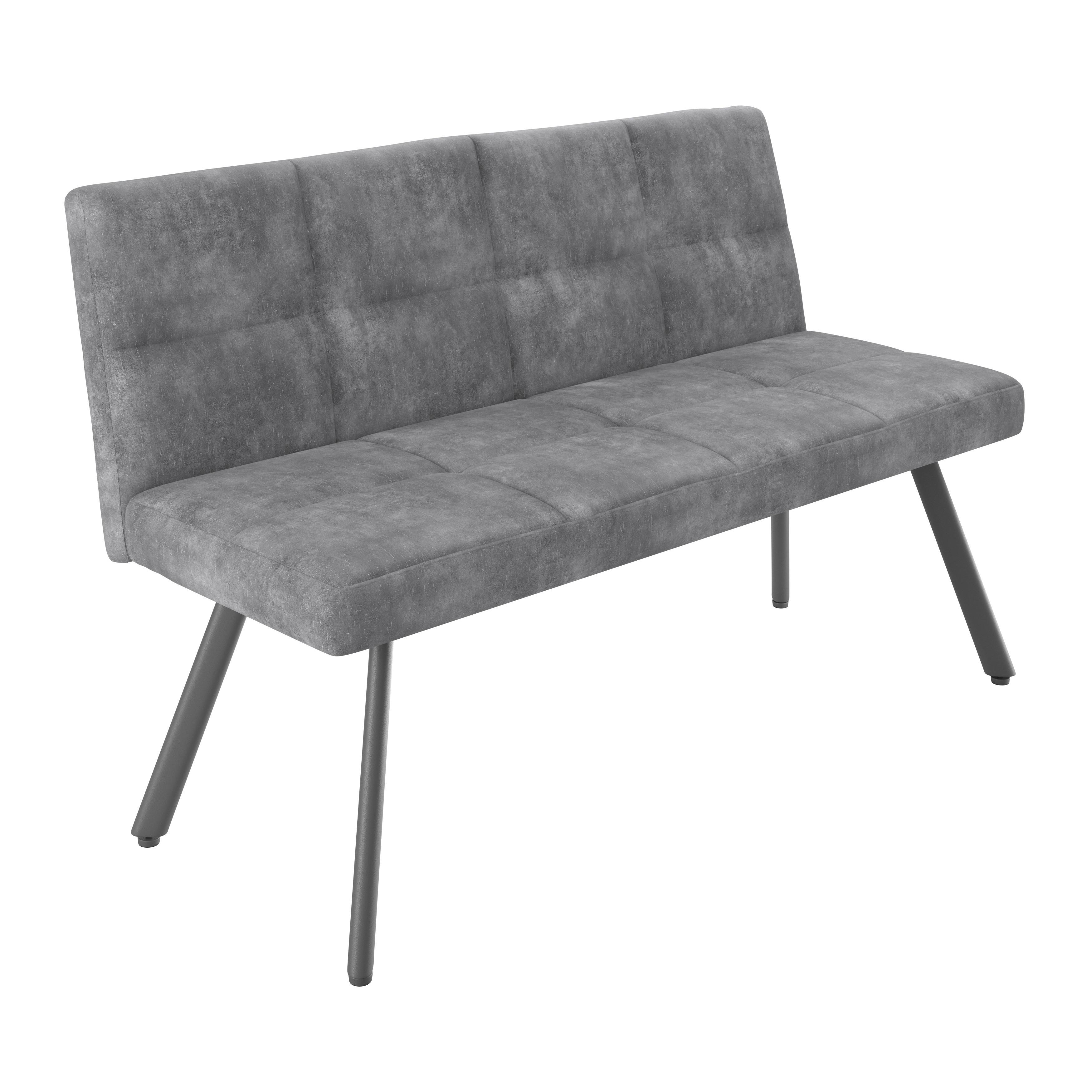 Klop Milos, Siva - siva/črna, Moderno, kovina/tekstil (140/85/60cm)