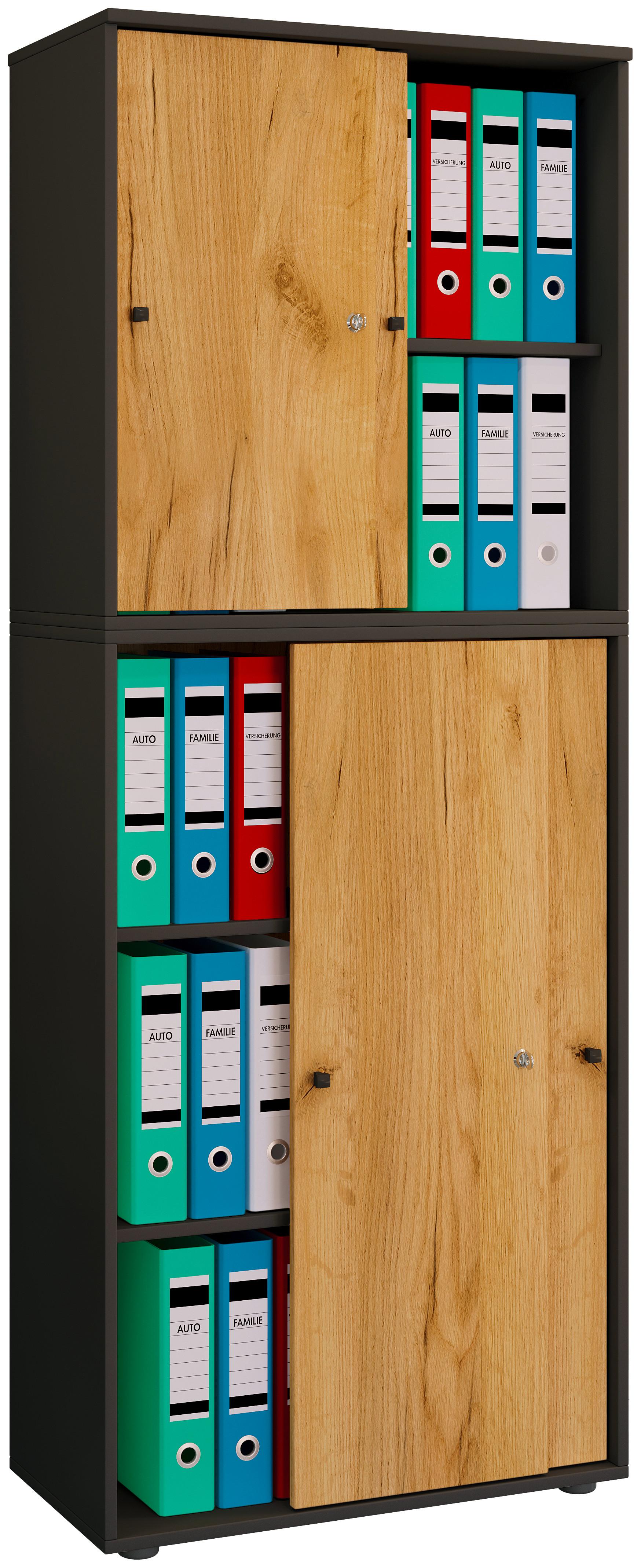 AKTENSCHRANK LONA XXL - Honigeiche/Anthrazit, Design, Holzwerkstoff (70/183/37cm) - MID.YOU