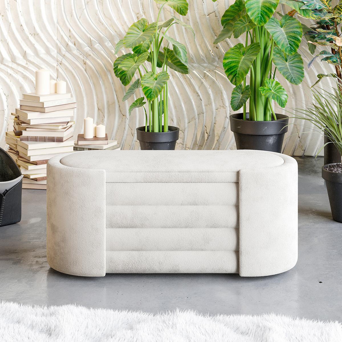 TRUHENBANK ROSITA SITZBANK - Creme, Design, Textil (105/42/42cm) - Livetastic