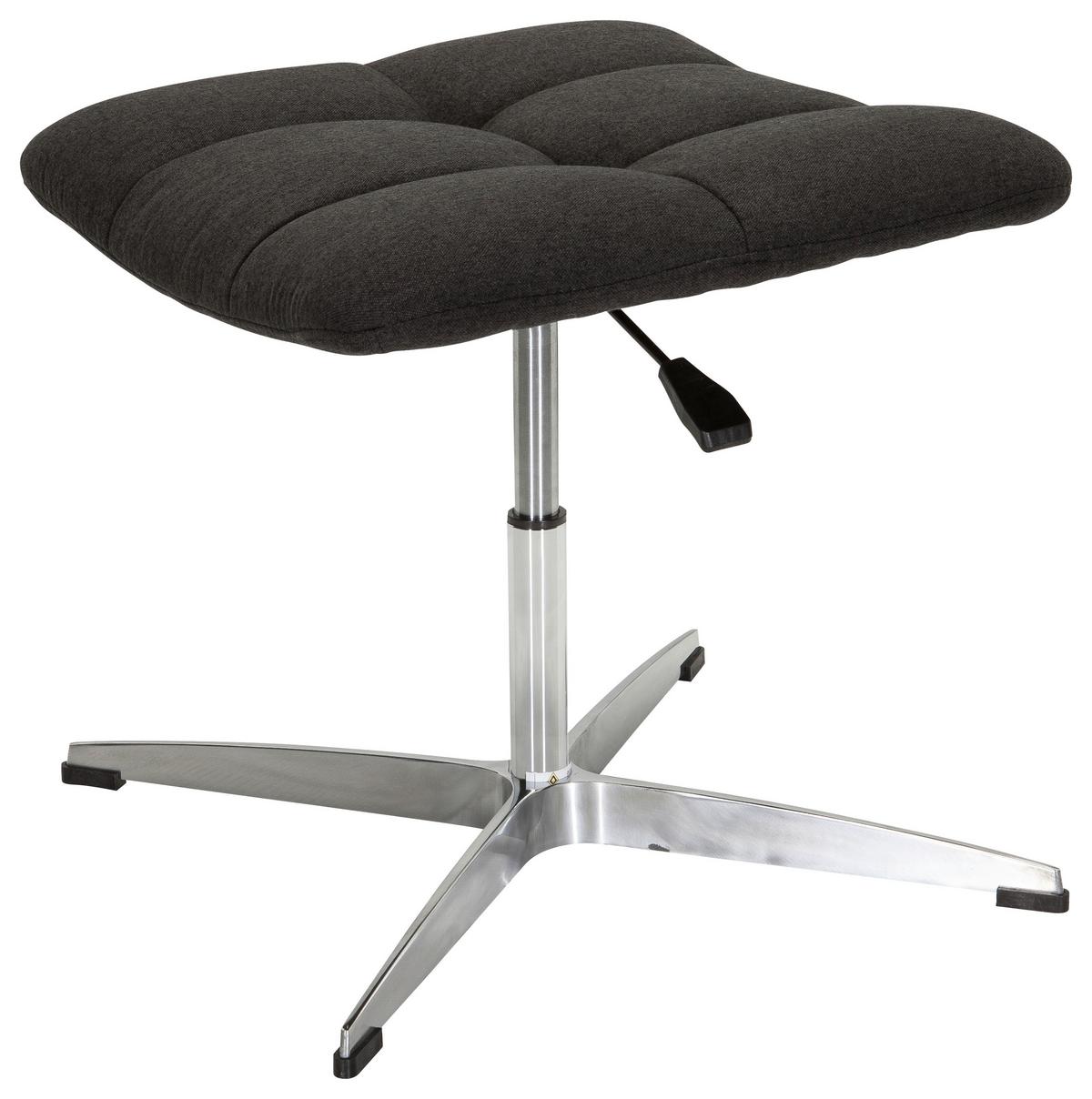 Bürohocker Saranto Schwarz - Silberfarben/Schwarz, MODERN, Textil/Metall (47/49/47cm) - MID.YOU