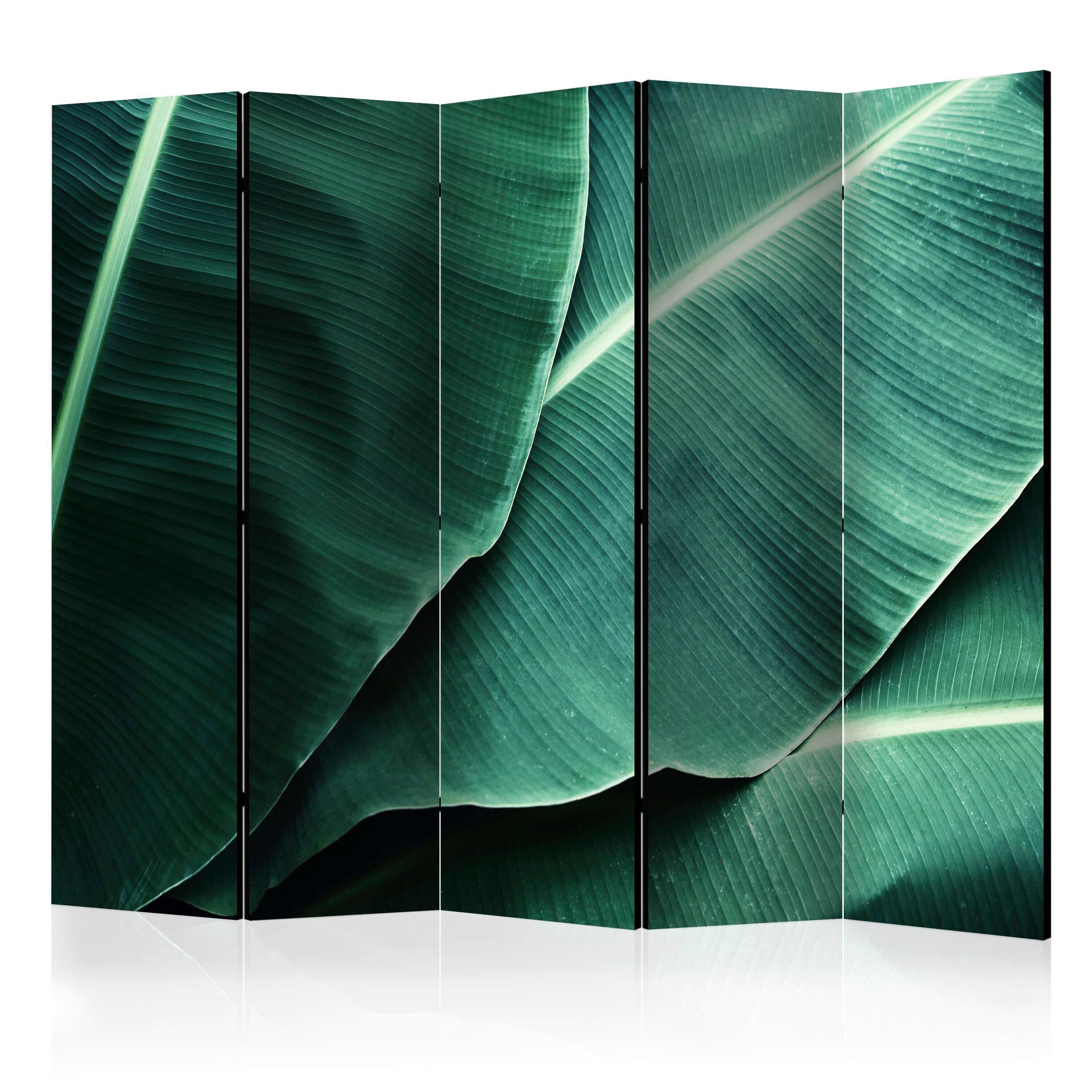 Paravan Paravent, 5-Delni, Dvostranski - metino zelena/temno zelena, Basics, tekstil/les (225/172/3cm) - artgeist