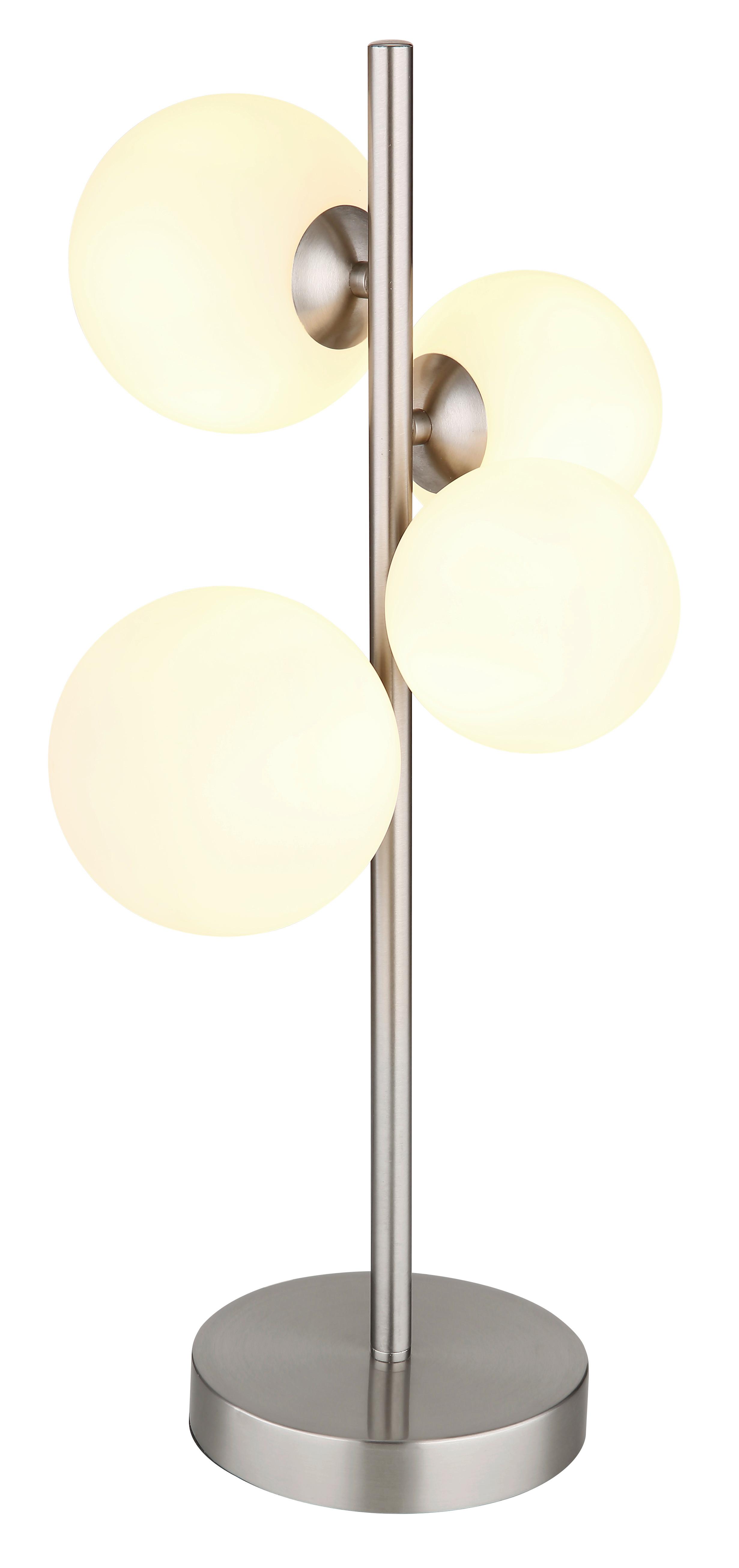 Led Asztali Lámpa 56140-4t - opál/nikkelszínű, Konventionell, műanyag/Üveg (27/23cm) - Globo