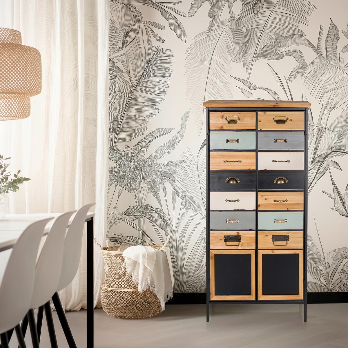 Komoda Continento High, Večbarvno - črna, Moderno, kovina/les (60/34/123cm) - MID.YOU