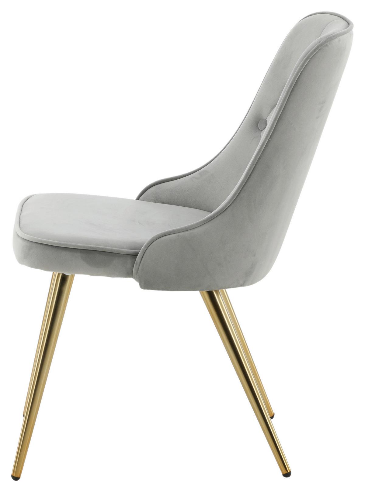 STUHL-SET VELVET DELUXE - Goldfarben/Hellgrau, Design, Kunststoff/Textil (50/88.5/66cm) - Livetastic