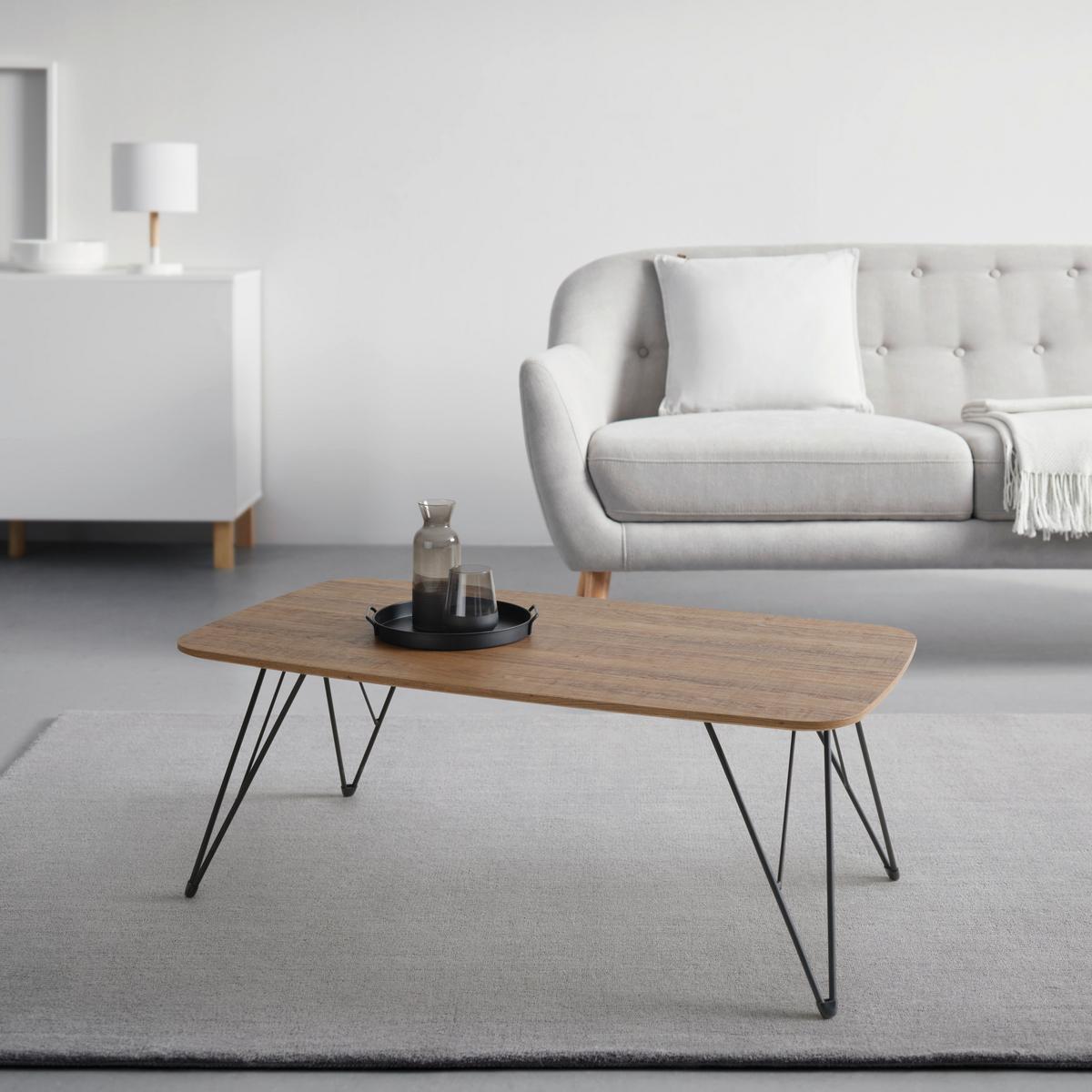 Dohányzóasztal Tölgy Szín Melvin - tölgyfa színű/fekete, Modern, faalapú anyag/fém (110/40/60cm) - Based