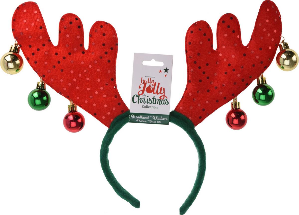 Dekor Hajpánt Reindeer - barna/piros, műanyag/textil (38cm)