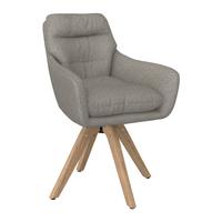 Armlehnstuhl Juana Hellgrau Bouclé Drehbar Gepolstert - Beige/Hellgrau, MODERN, Holz/Textil (61/93/65cm) - Bessagi Home