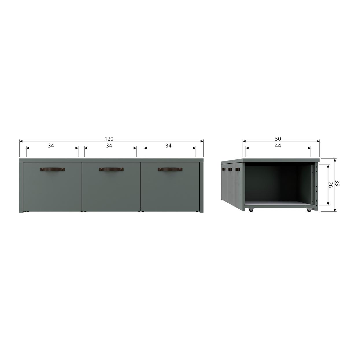 Sitzbank Stage Dunkelgrün - Grün, Design, Holz (120/36/50cm) - Livetastic