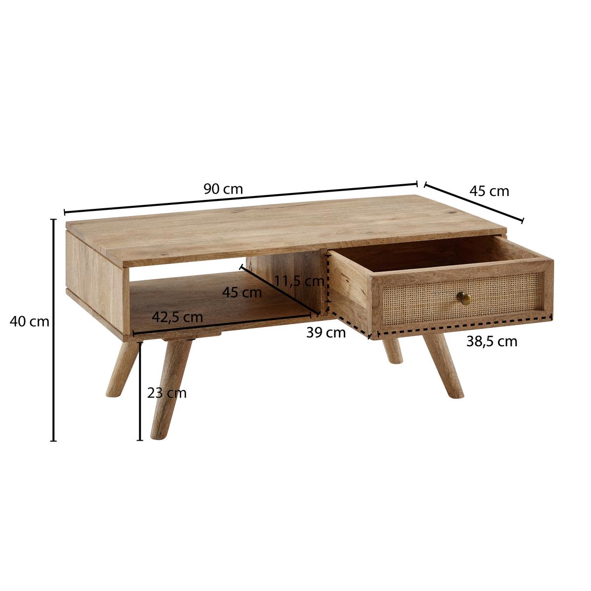 Klubska Miza Wl6.160 - zlate barve/naravne barve, Konvencionalno, kovina/les (90/45/40cm) - MID.YOU