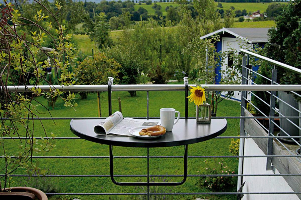 Balkonhängetisch BUTLER in Anthrazit, rund - Anthrazit, Basics, Metall (100/50/8cm) - Gardenson