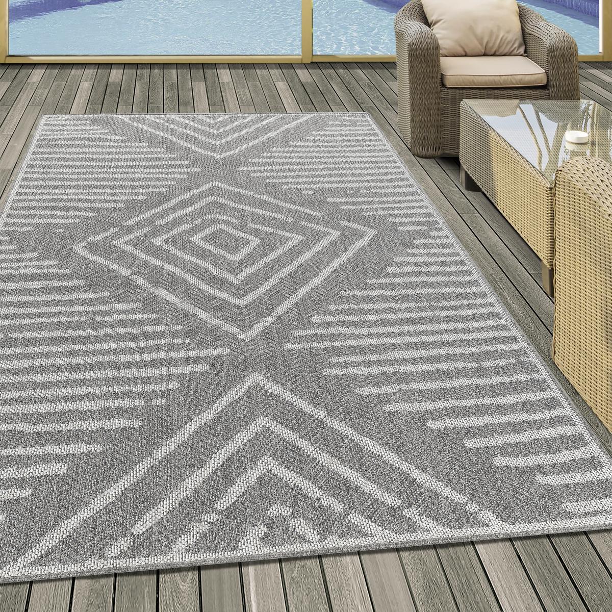 Flachwebteppich Aruba Grau ca. 240x340cm - Grau, Design, Textil (240/340cm) - Novel