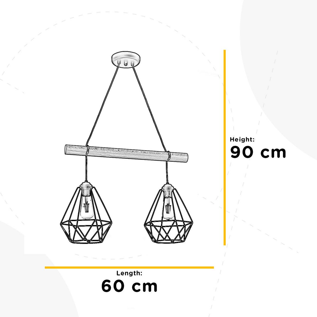 Hängeleuchte Baldo Schwarz/Braun max. 22 Watt - Hellbraun/Schwarz, Basics, Holz/Metall (60/24/90cm)