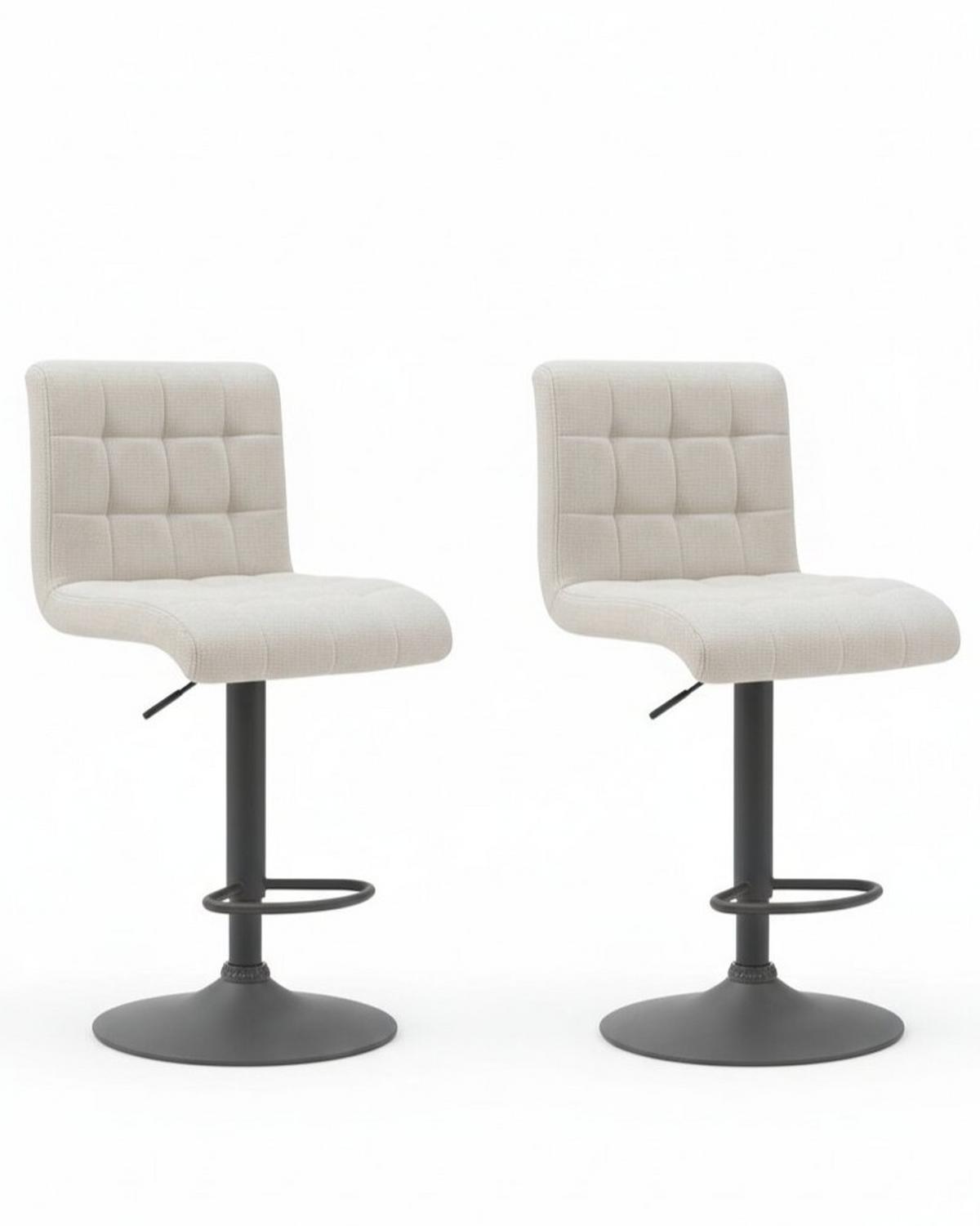 BARHOCKER-SET ERIKA H 2ER-SET - Beige/Schwarz, MODERN, Textil/Metall (47/93-114/57cm) - MID.YOU