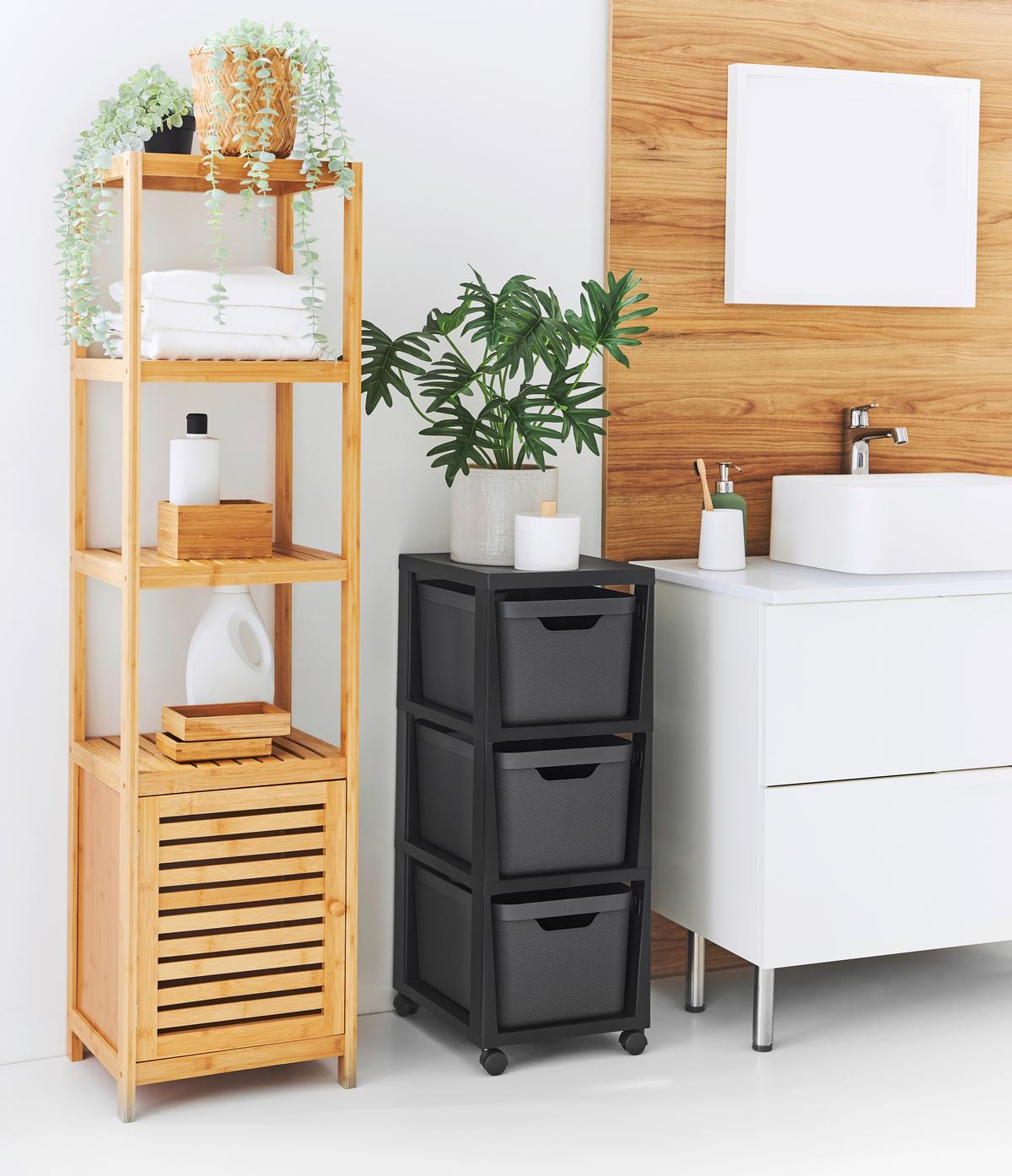 Rollcontainer Rotho Schwarz - Schwarz, Kunststoff (30/35/37cm)