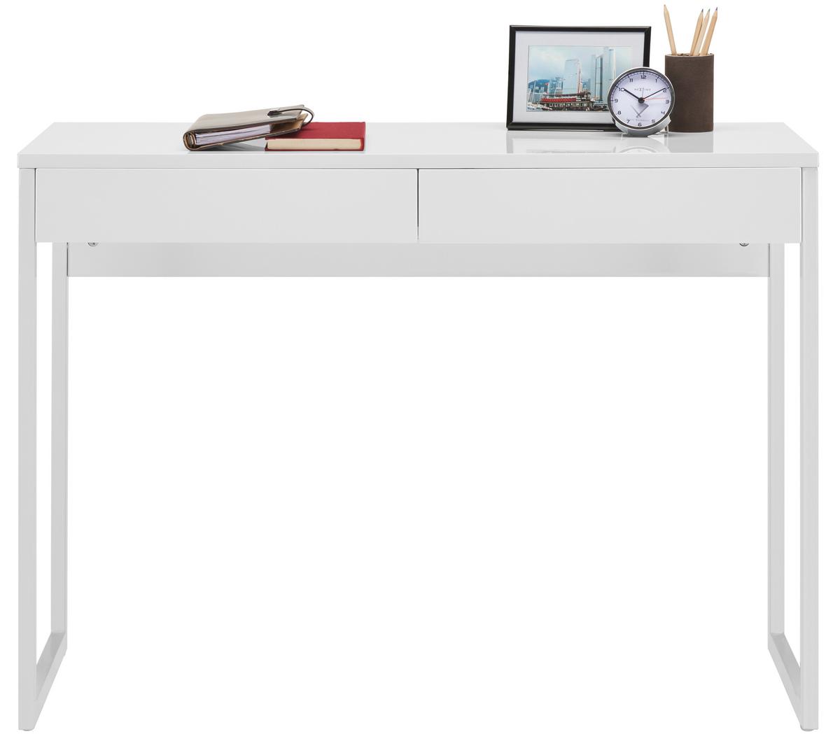 BIURKO CALAIS    -HOM IN- - biały, Design, materiał drewnopochodny/metal (102/40/76cm) - Hom`in