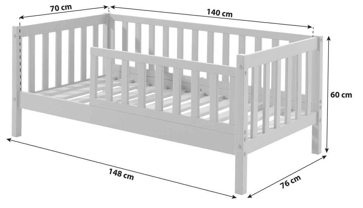 Kinder-/Juniorbett ca. 70x140 cm Grau - Grau, MODERN, Holz (70/140cm) - Vipack