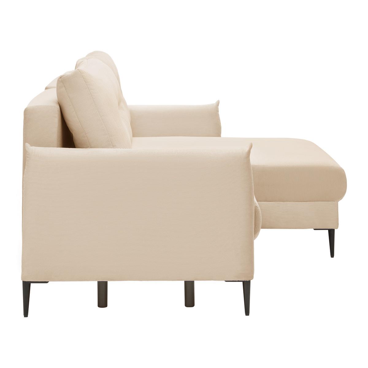 Ecksofa Domingo Beige - Beige/Schwarz, MODERN, Textil/Metall (221/94/142cm) - Mömax