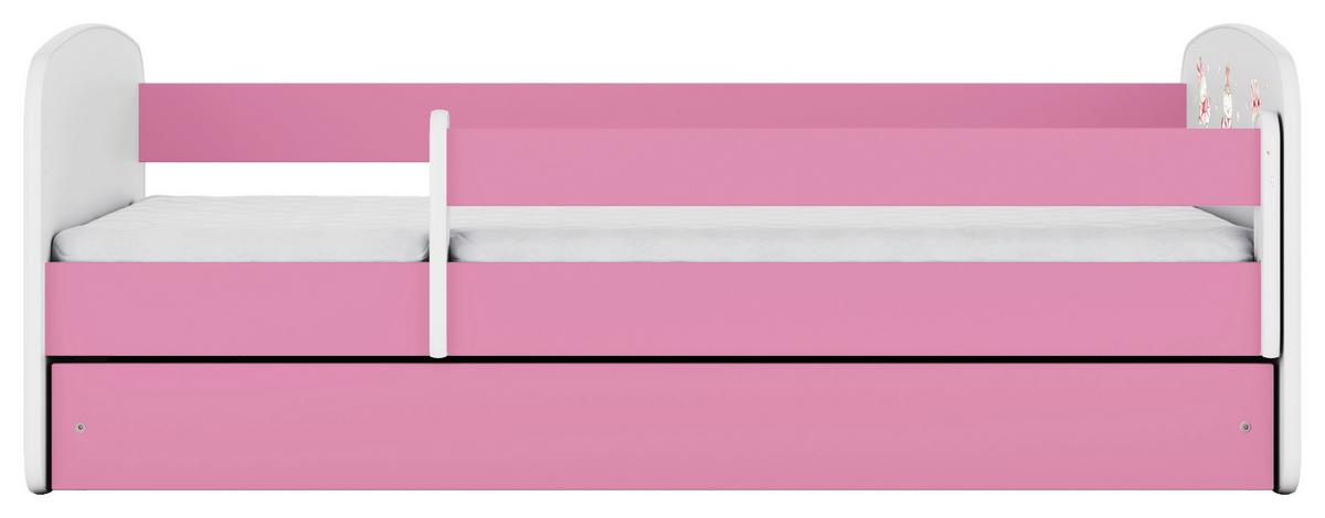 Otroška Postelja Babydreams, Bela, Roza, 80x160cm - pink/bela, Moderno, tekstil/leseni material (80/160cm) - MID.YOU